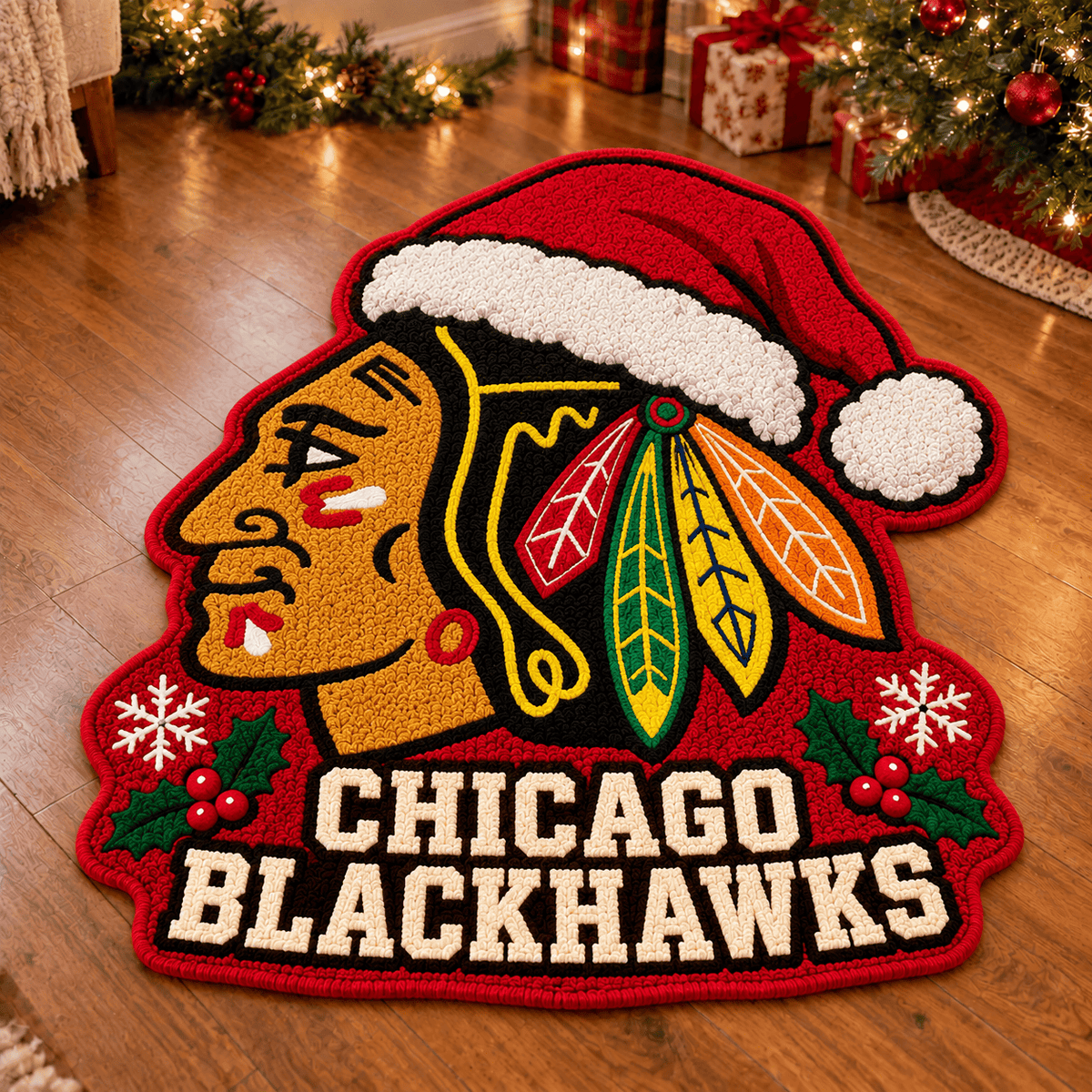 Chicago Blackhawks NHL Custom Shape Floor Mat Chirstmas Gift