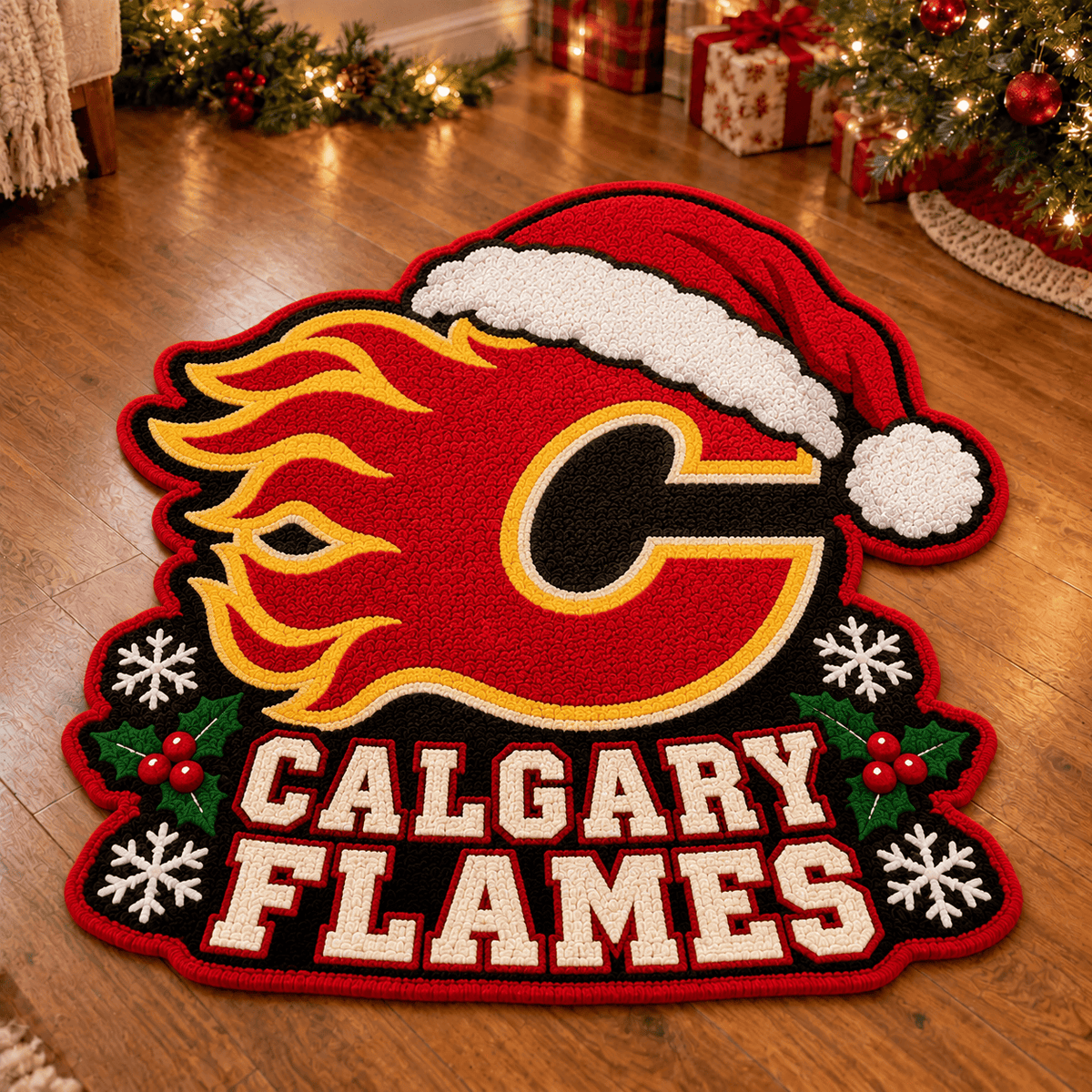Calgary Flames NHL Custom Shape Floor Mat Chirstmas Gift