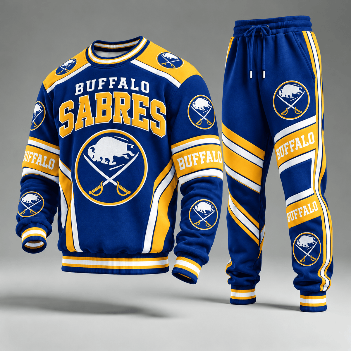 Buffalo Sabres NHL Hockey Team Crewneck Sweatshirt & Long Pants Set