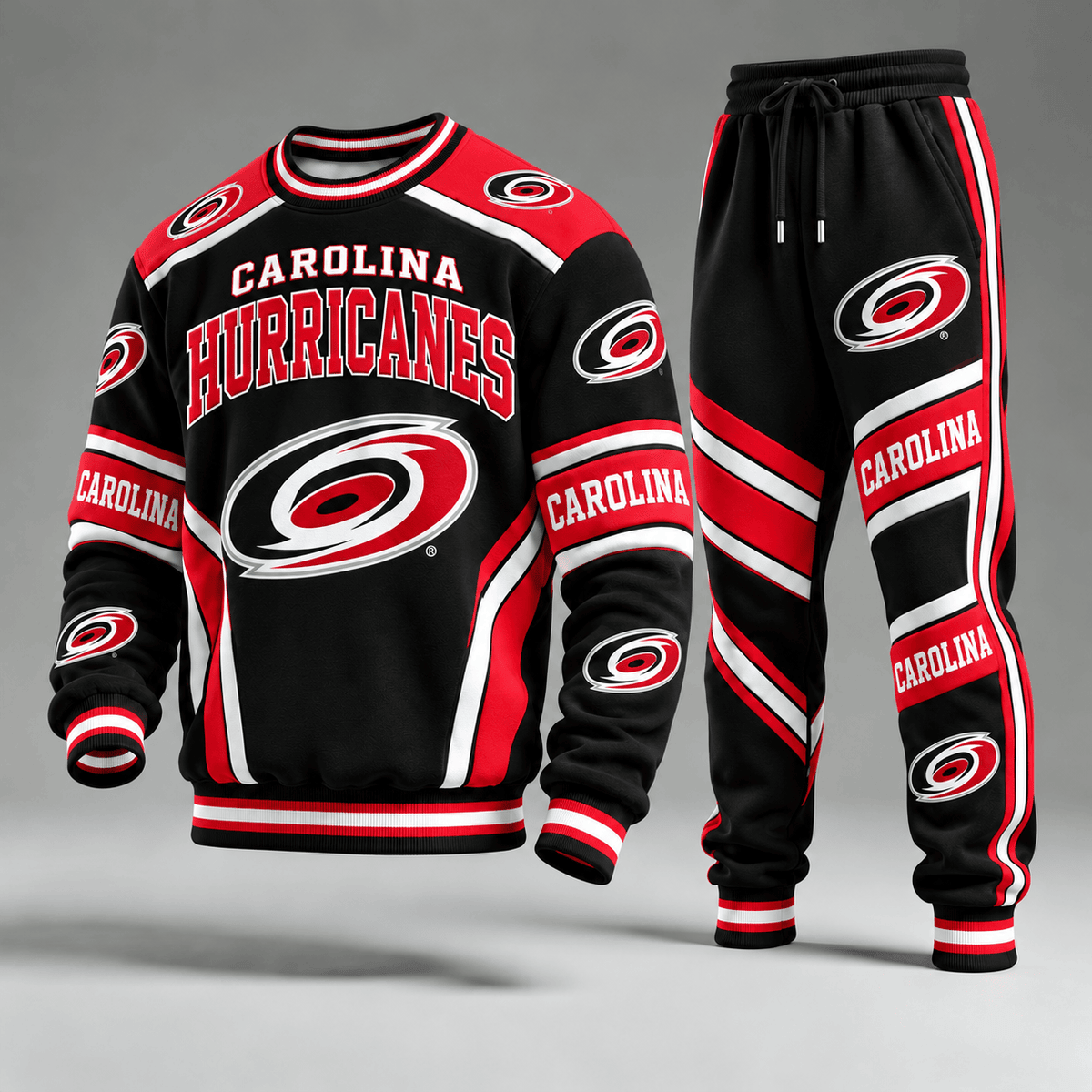 Carolina Hurricanes NHL Hockey Team Crewneck Sweatshirt & Long Pants Set