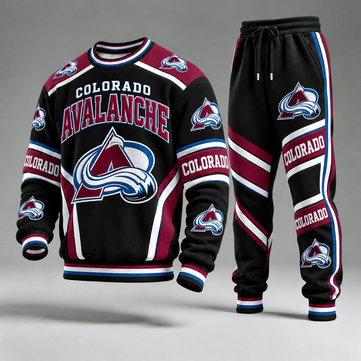 Colorado Avalanche NHL Hockey Team Crewneck Sweatshirt & Long Pants Set