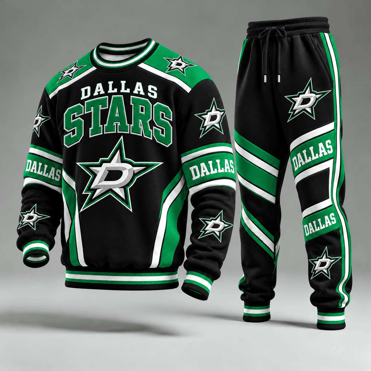 Dallas Stars NHL Hockey Team Crewneck Sweatshirt & Long Pants Set