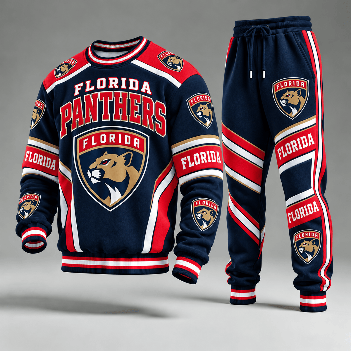 Florida Panthers NHL Hockey Team Crewneck Sweatshirt & Long Pants Set