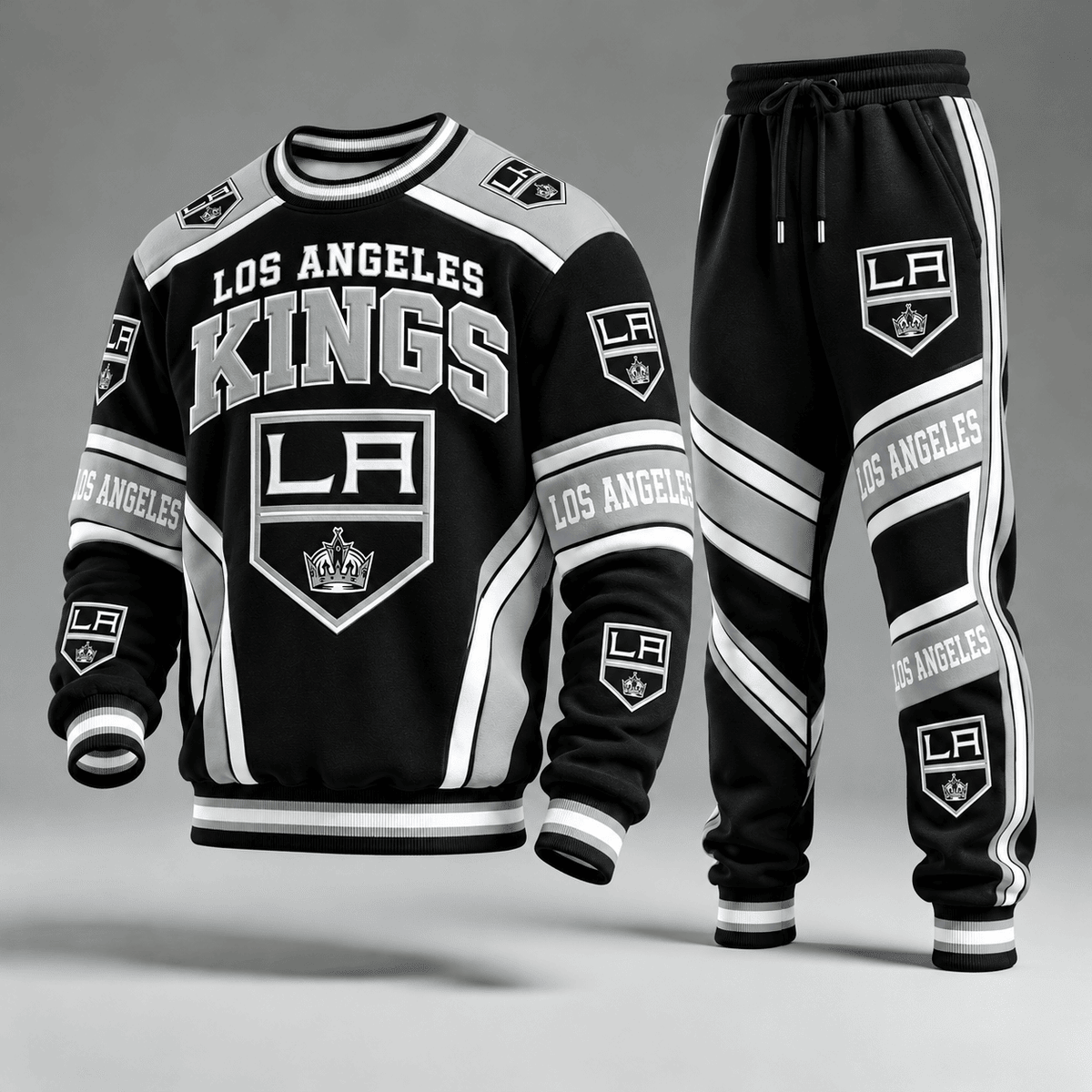 Los Angeles Kings NHL Hockey Team Crewneck Sweatshirt & Long Pants Set