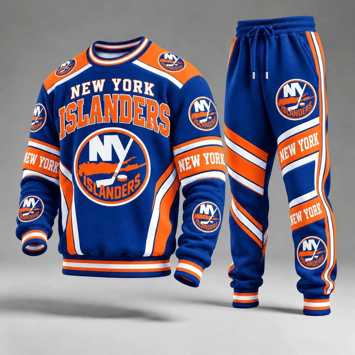 New York Islanders NHL Hockey Team Crewneck Sweatshirt & Long Pants Set