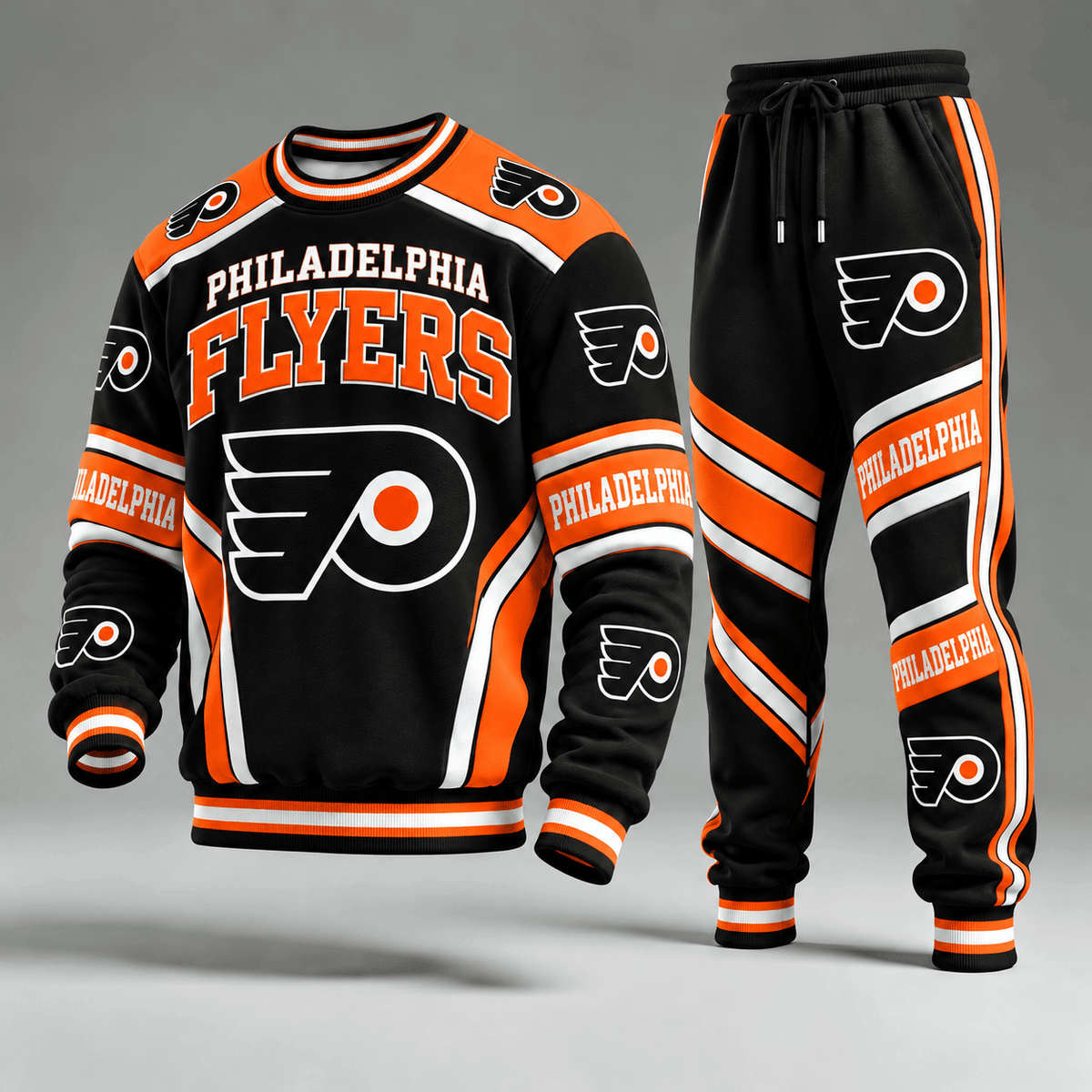 Philadelphia Flyers NHL Hockey Team Crewneck Sweatshirt & Long Pants Set