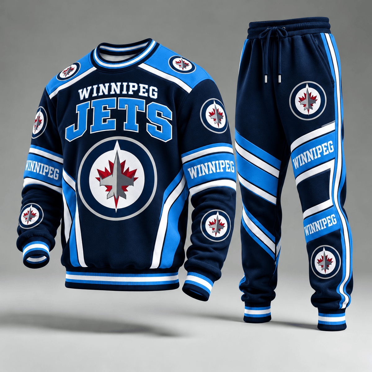 Winnipeg Jets NHL Hockey Team Crewneck Sweatshirt & Long Pants Set