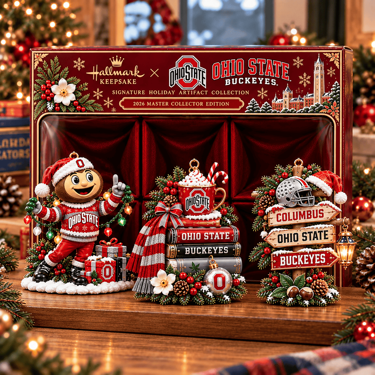 Ohio State Buckeyes NCAA College Football Christmas Acrylic Ornament Set of 3