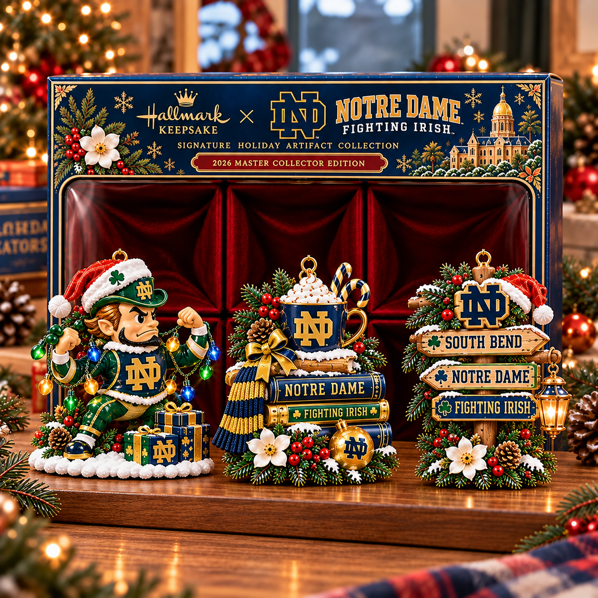 Notre Dame Fighting Irish NCAA College Football Christmas Acrylic Ornament Set of 3