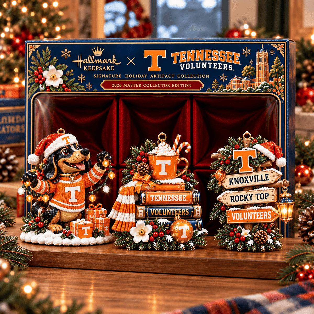 Tennessee Volunteers NCAA College Football Christmas Acrylic Ornament Set of 3