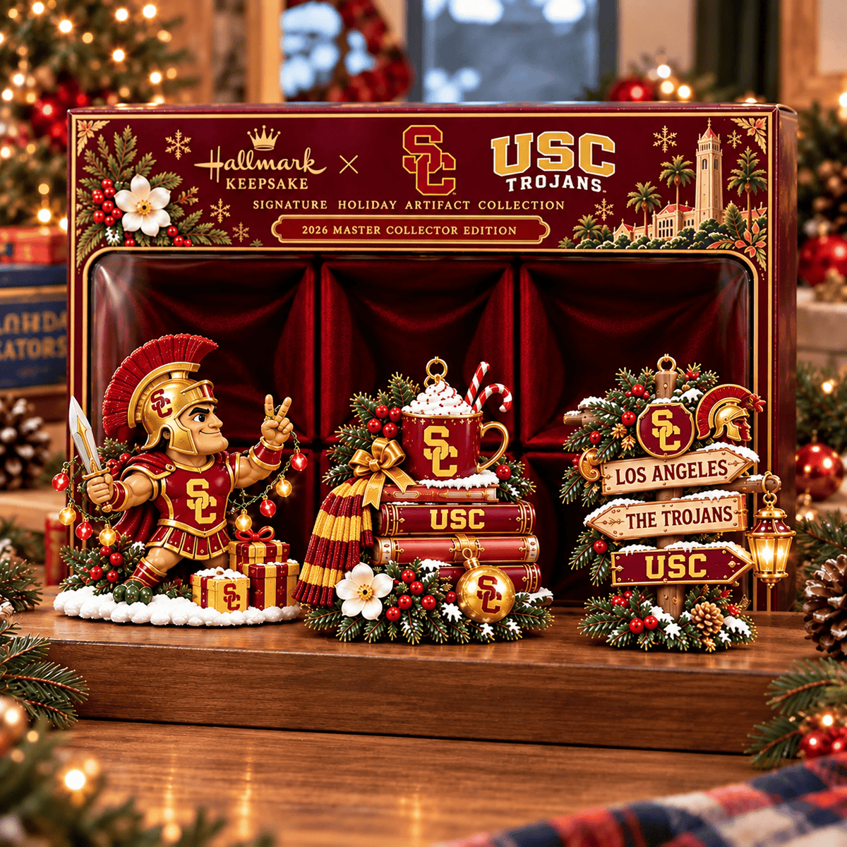USC Trojans NCAA College Football Christmas Acrylic Ornament Set of 3