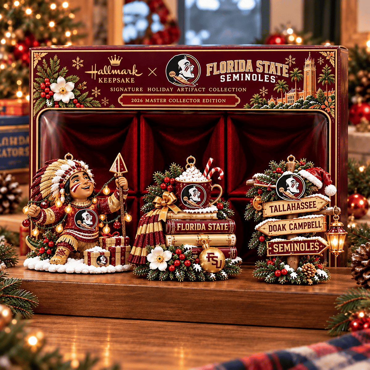 Florida State Seminoles NCAA College Football Christmas Acrylic Ornament Set of 3