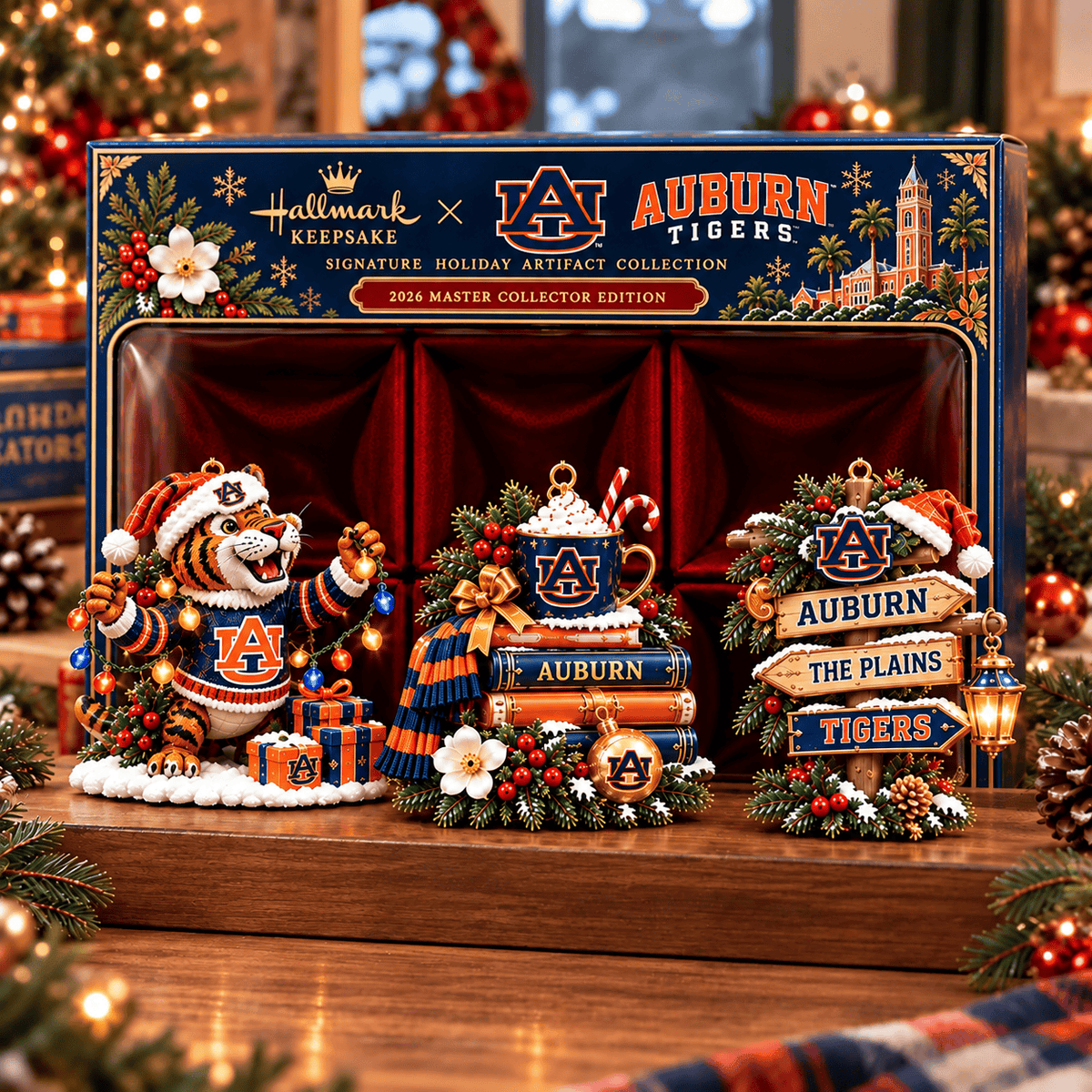 Auburn Tigers NCAA College Football Christmas Acrylic Ornament Set of 3