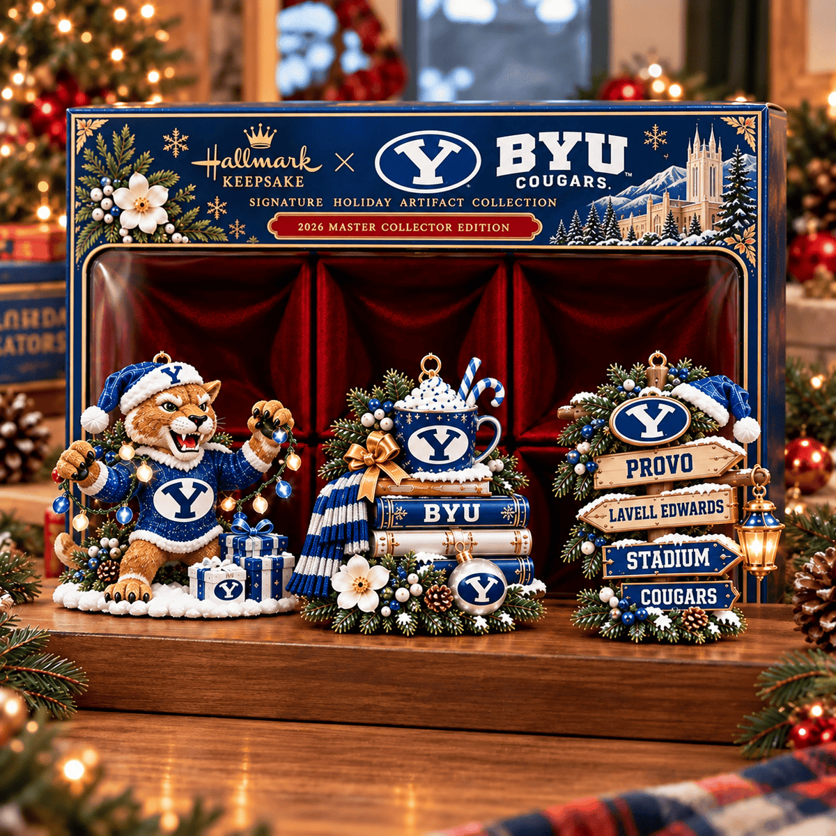 BYU Cougars NCAA College Football Christmas Acrylic Ornament Set of 3