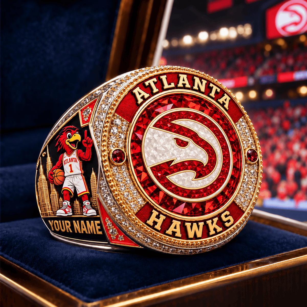 Atlanta Hawks NBA Personalized Name 3D Ring For Fan