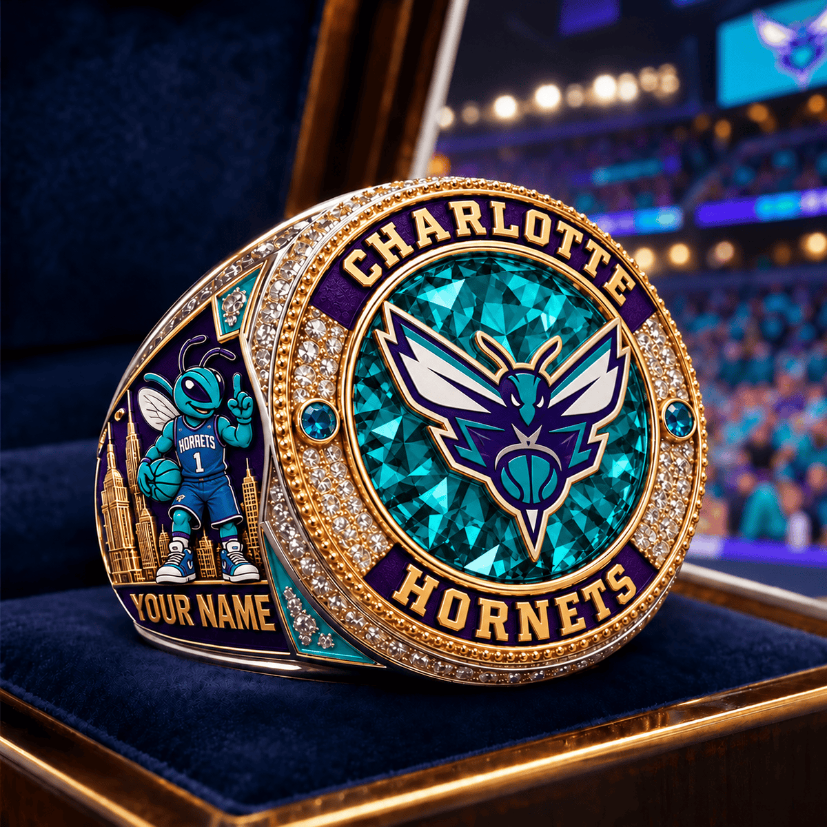 Charlotte Hornets NBA Personalized Name 3D Ring For Fan