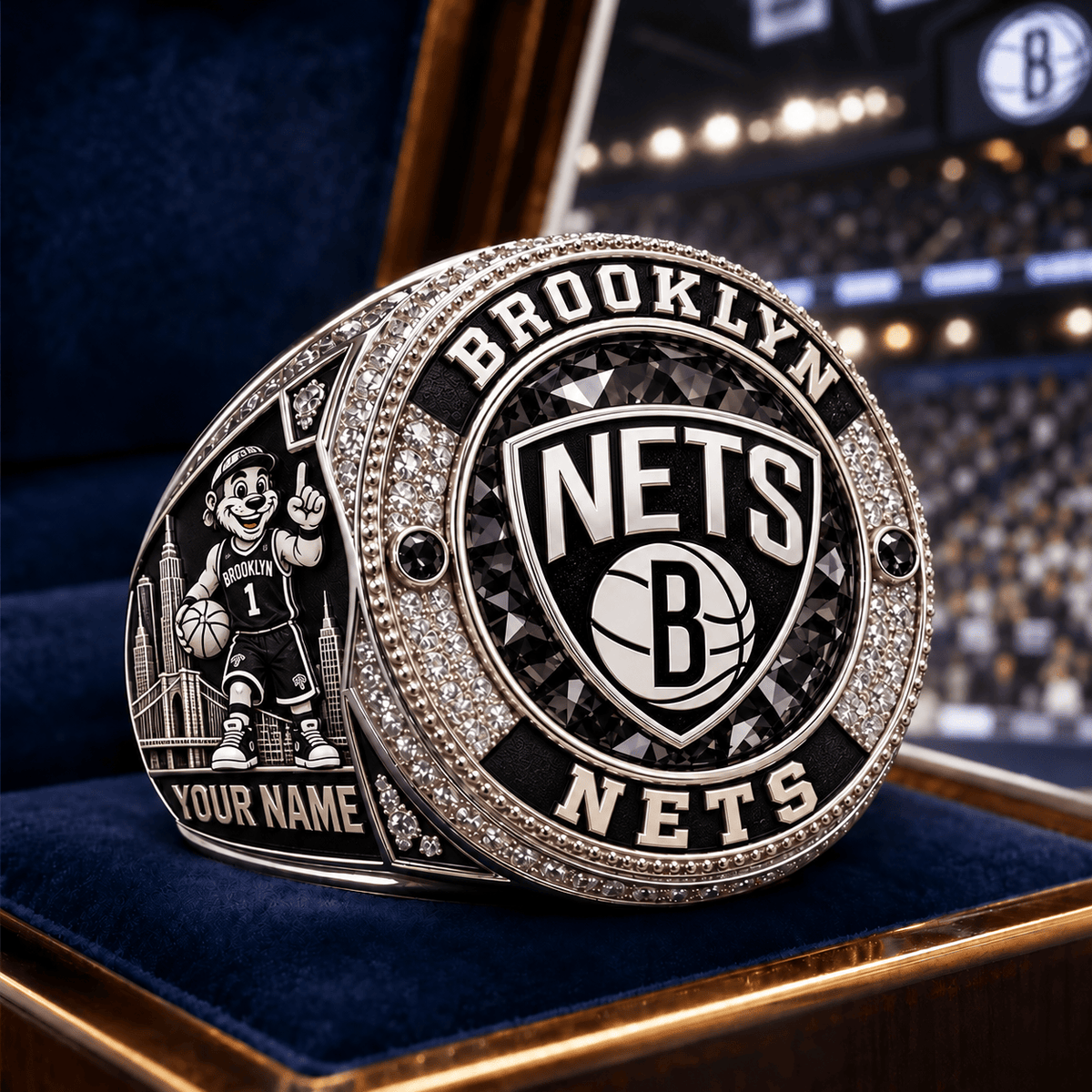 Brooklyn Nets NBA Personalized Name 3D Ring For Fan