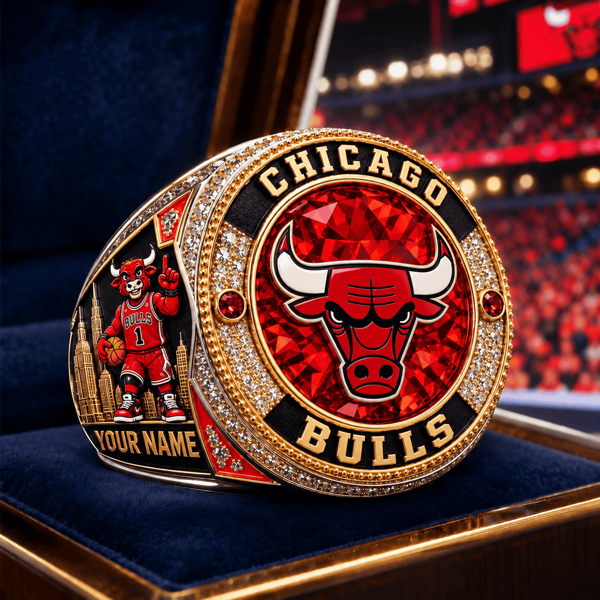 Chicago Bulls NBA Personalized Name 3D Ring For Fan