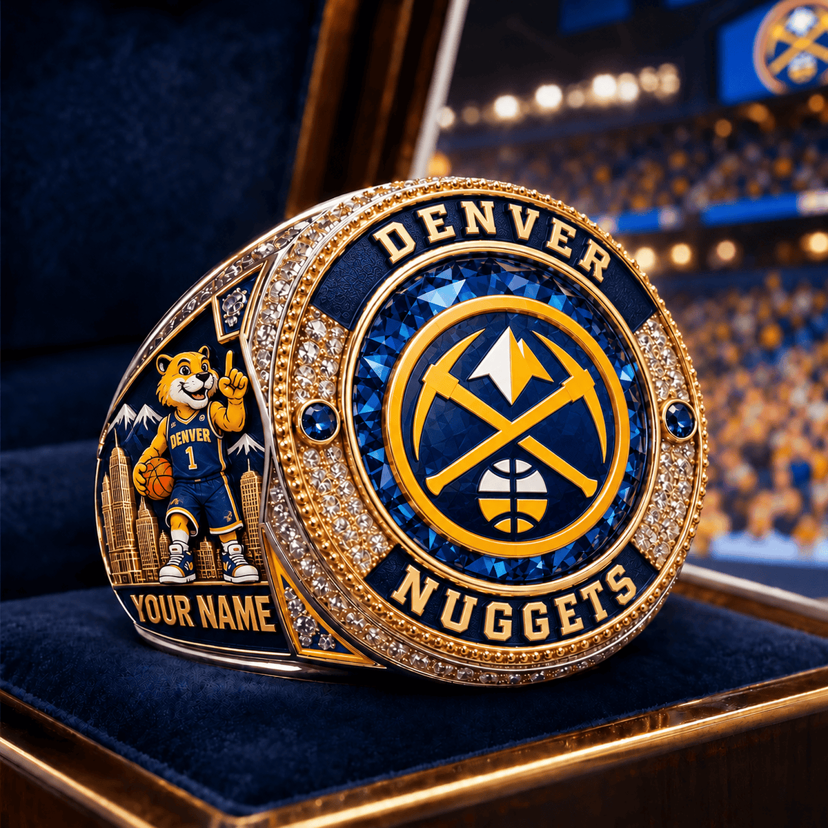 Denver Nuggets NBA Personalized Name 3D Ring For Fan