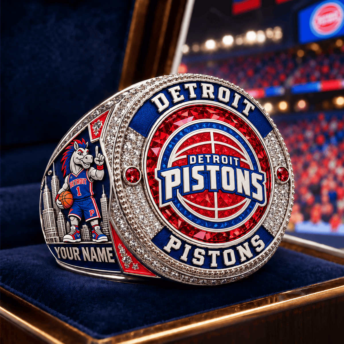 Detroit Pistons NBA Personalized Name 3D Ring For Fan
