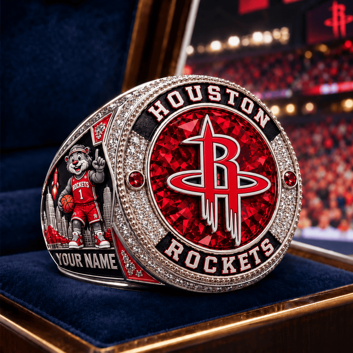 Houston Rockets NBA Personalized Name 3D Ring For Fan