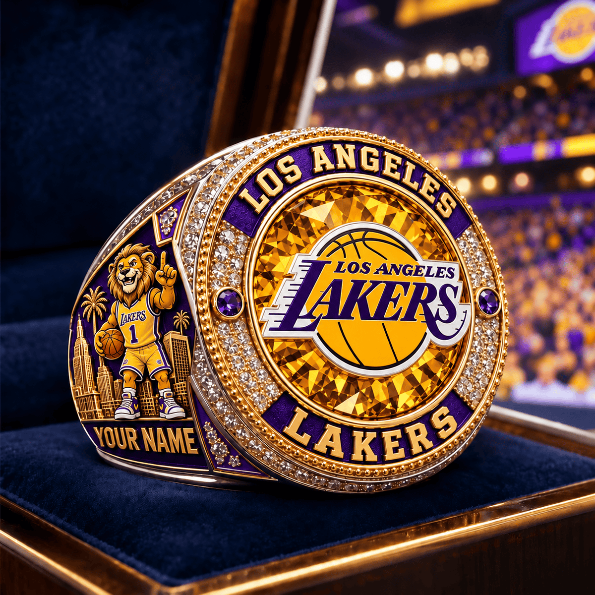 Los Angeles Lakers ⭐ NBA Personalized Name 3D Ring For Fan