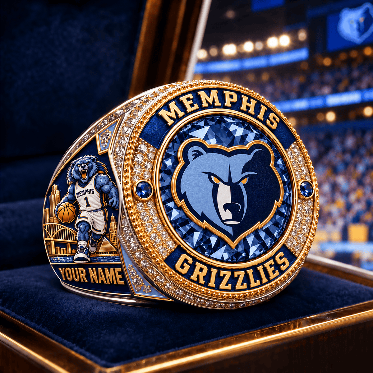 Memphis Grizzlies NBA Personalized Name 3D Ring For Fan