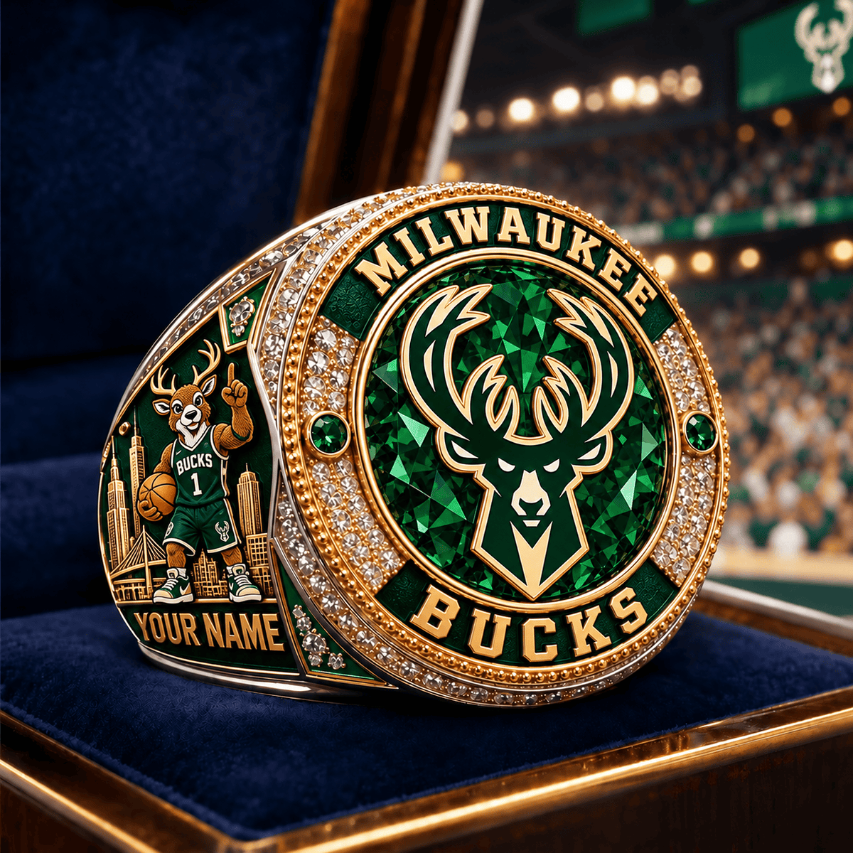 Milwaukee Bucks NBA Personalized Name 3D Ring For Fan