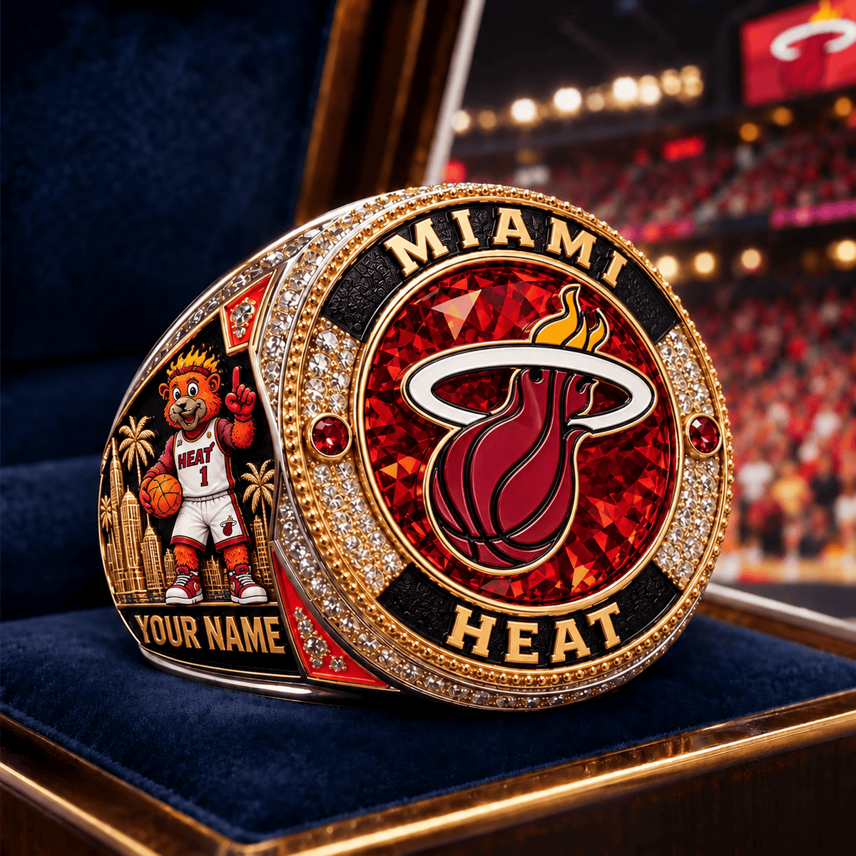 Miami Heat ⭐ NBA Personalized Name 3D Ring For Fan
