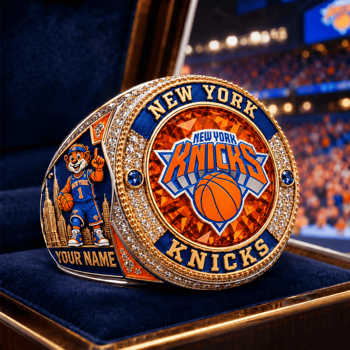 New York Knicks ⭐ NBA Personalized Name 3D Ring For Fan