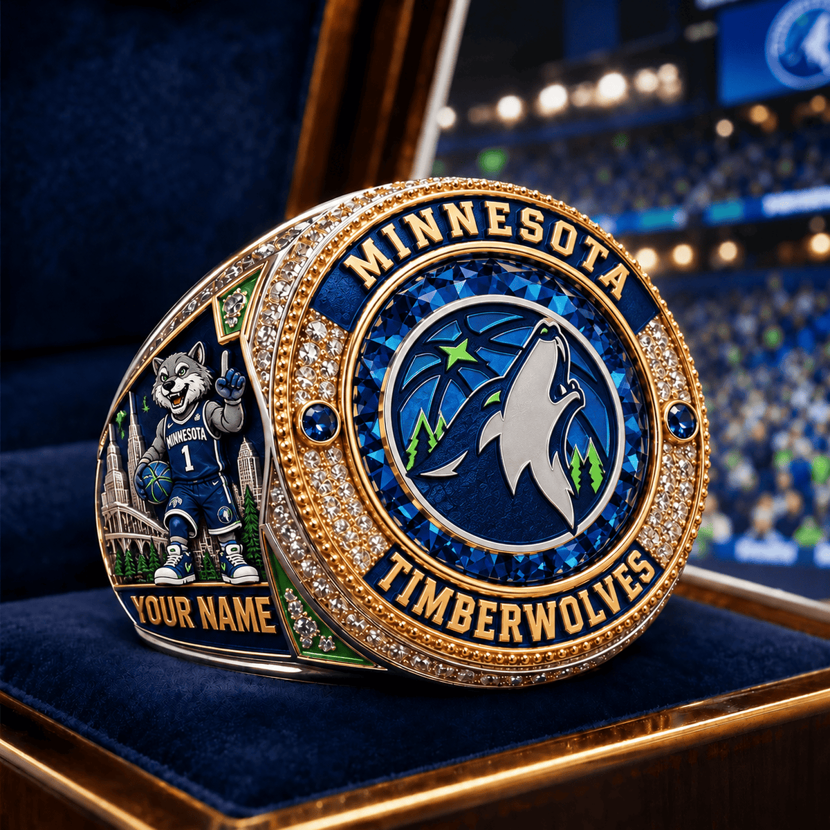 Minnesota Timberwolves NBA Personalized Name 3D Ring For Fan