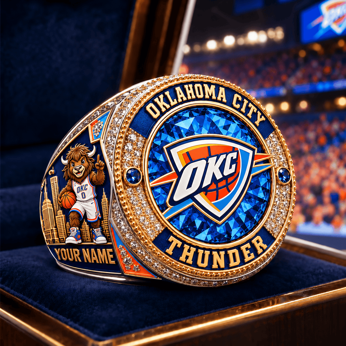Oklahoma City Thunder NBA Personalized Name 3D Ring For Fan