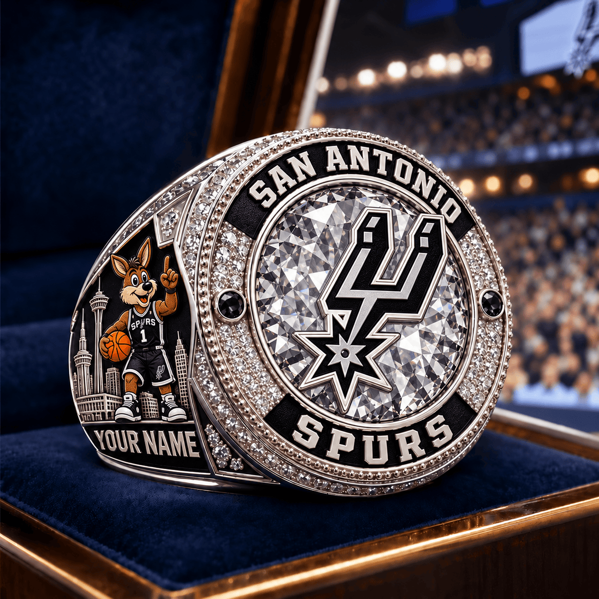 San Antonio Spurs ⭐ NBA Personalized Name 3D Ring For Fan