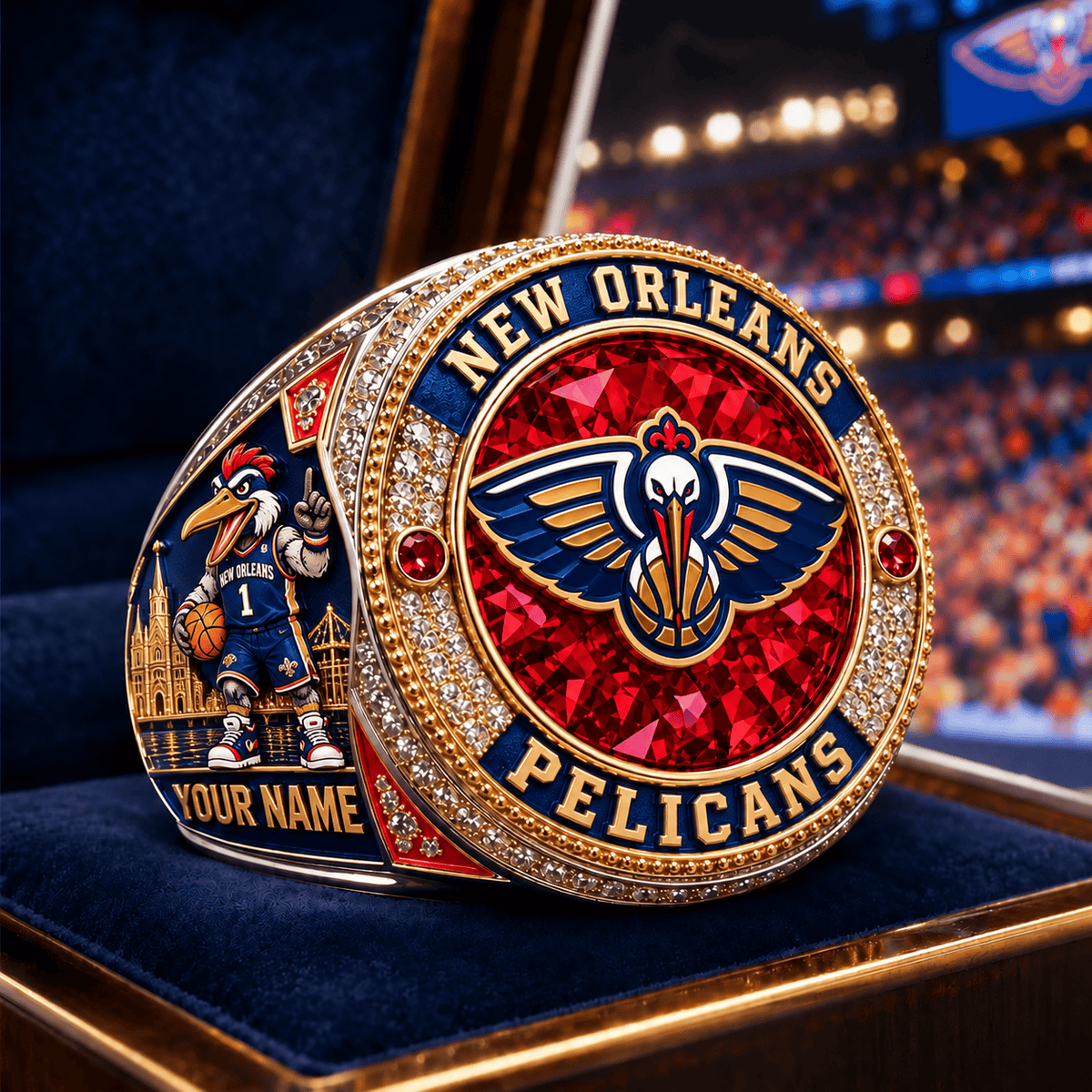 New Orleans Pelicans NBA Personalized Name 3D Ring For Fan