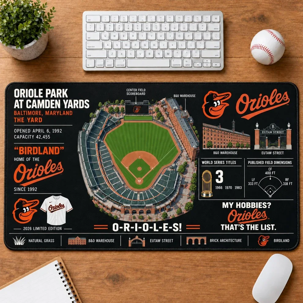 Baltimore Orioles 2026 Limited Edition Stadium Desk Mat – MLB Baseball Mouse Pad