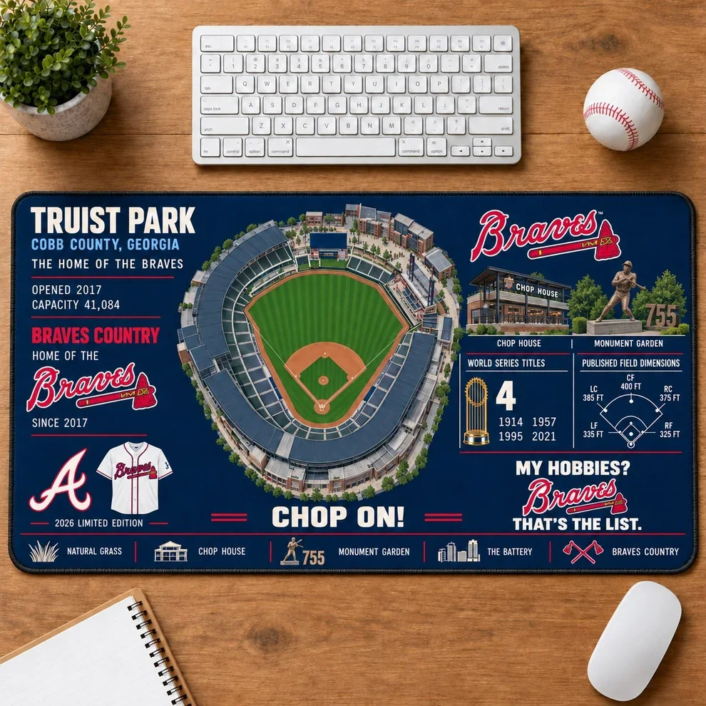 Atlanta Braves 2026 Limited Edition Stadium Desk Mat – MLB Baseball Mouse Pad
