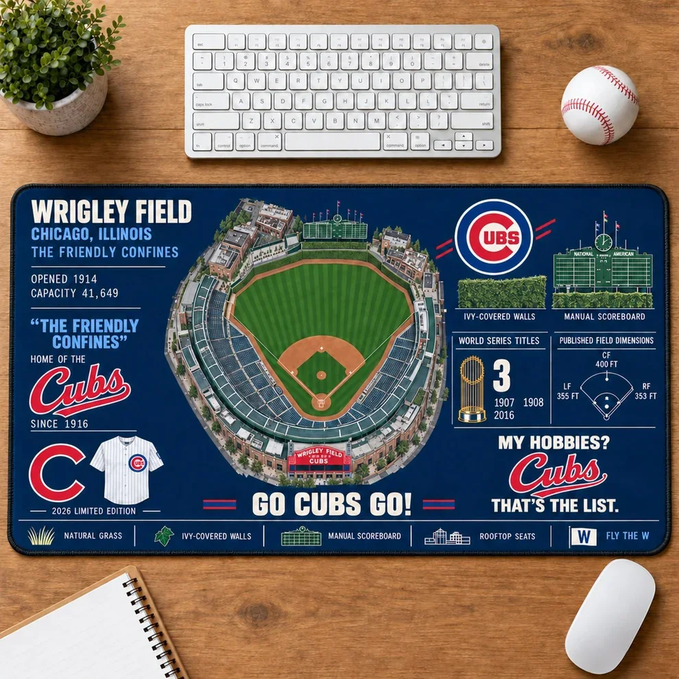Chicago Cubs 2026 Limited Edition Stadium Desk Mat – MLB Baseball Mouse Pad