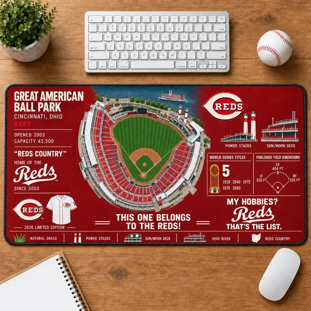 Cincinnati Reds 2026 Limited Edition Stadium Desk Mat – MLB Baseball Mouse Pad