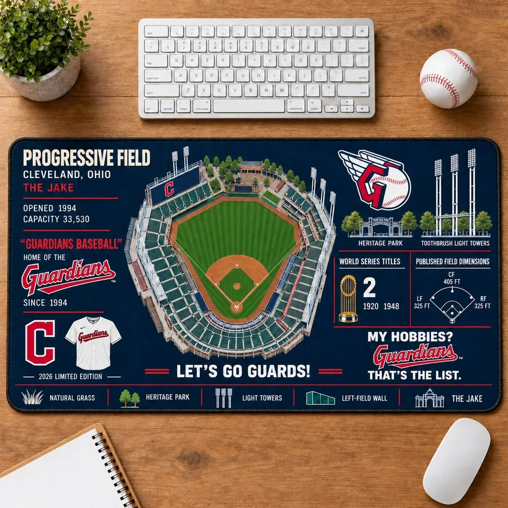 Cleveland Guardians 2026 Limited Edition Stadium Desk Mat – MLB Baseball Mouse Pad
