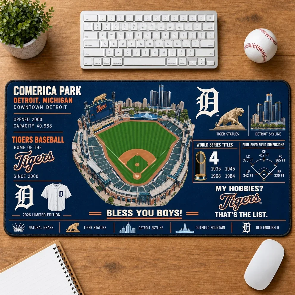 Detroit Tigers 2026 Limited Edition Stadium Desk Mat – MLB Baseball Mouse Pad