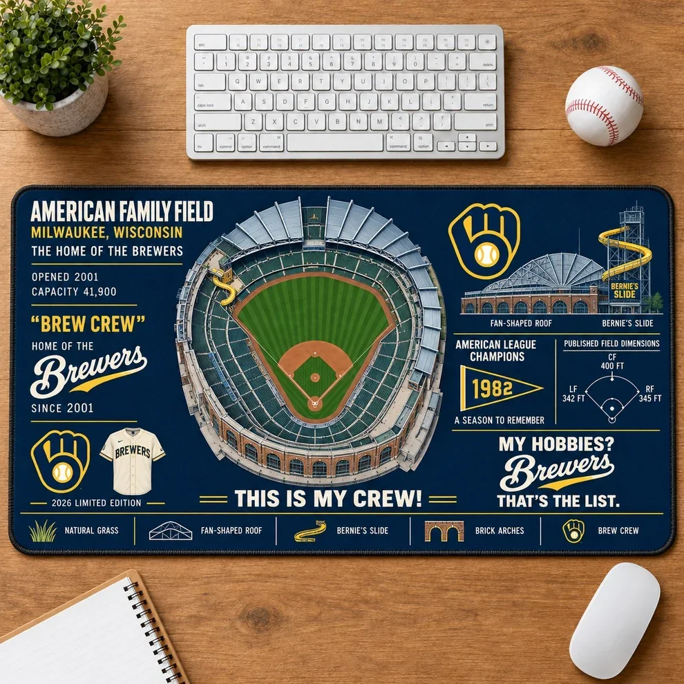 Milwaukee Brewers 2026 Limited Edition Stadium Desk Mat – MLB Baseball Mouse Pad