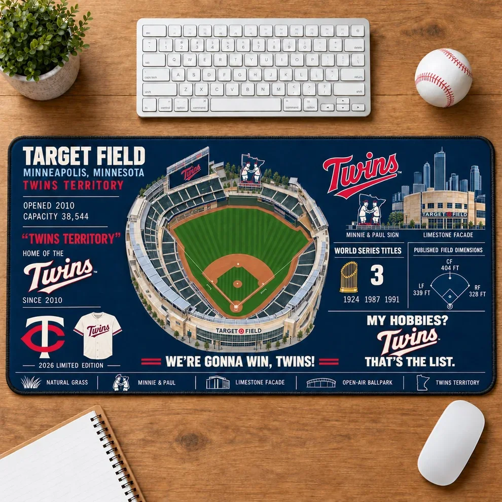 Minnesota Twins 2026 Limited Edition Stadium Desk Mat – MLB Baseball Mouse Pad