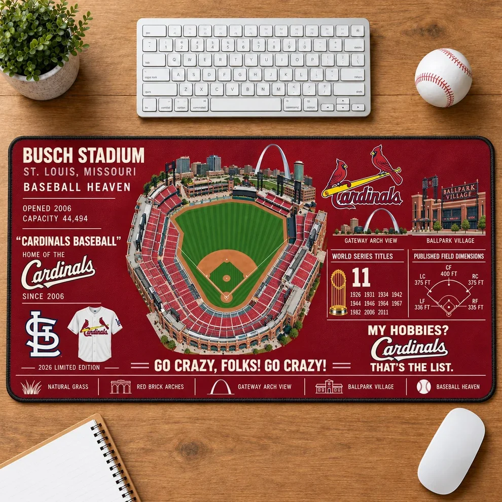 St. Louis Cardinals 2026 Limited Edition Stadium Desk Mat – MLB Baseball Mouse Pad