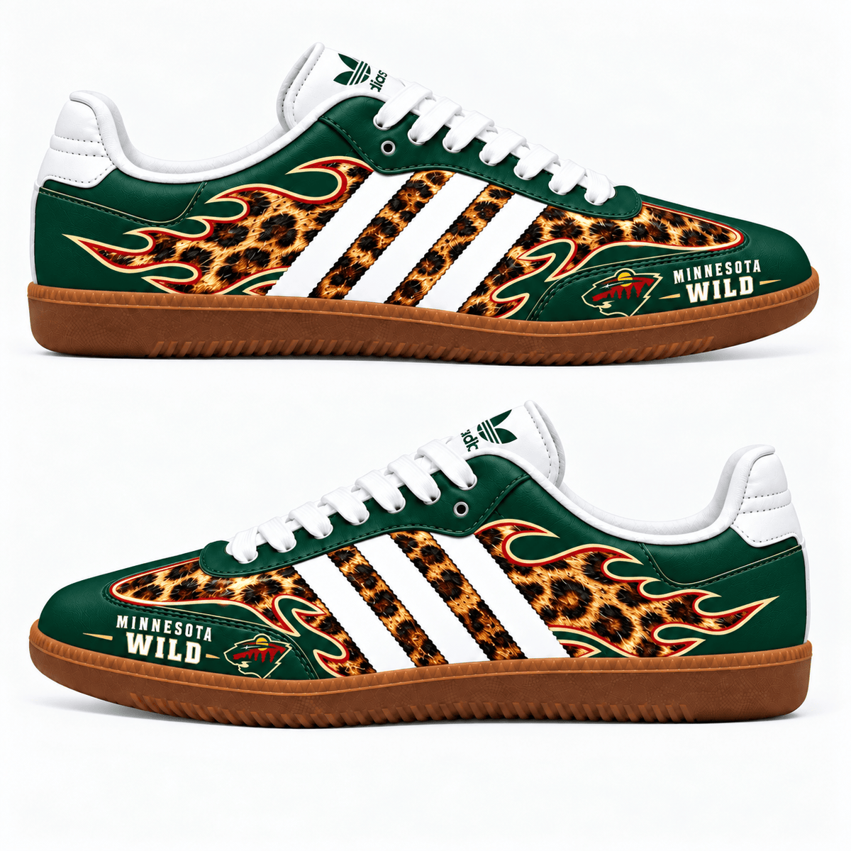 Minnesota Wild NHL Leopard Samba Shoes