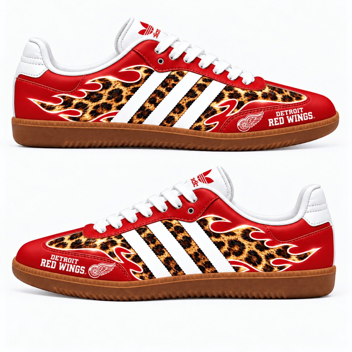 Detroit Red Wings NHL Leopard Samba Shoes