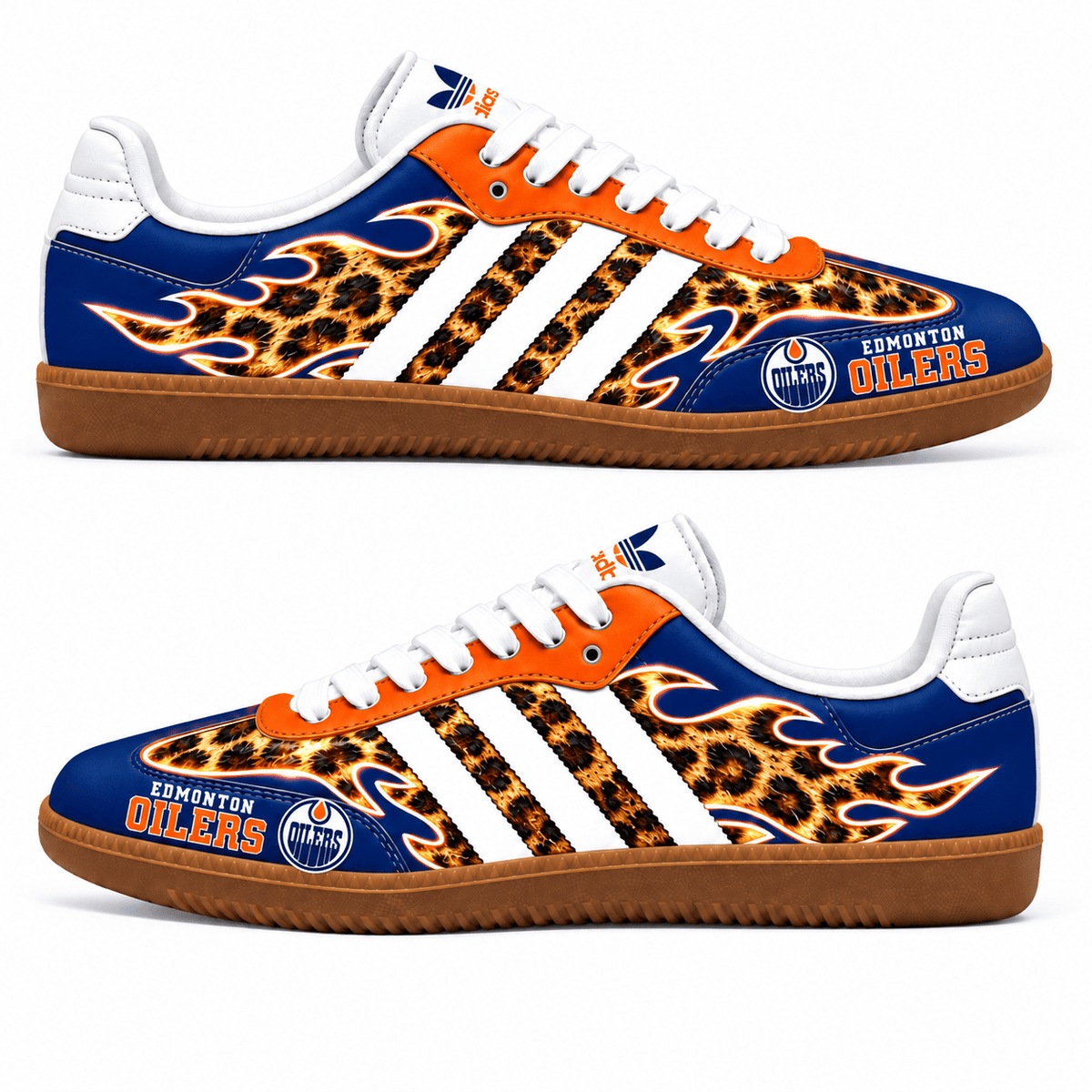 Edmonton Oilers NHL Leopard Samba Shoes