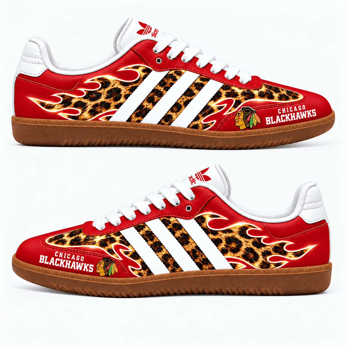 Chicago Blackhawks NHL Leopard Samba Shoes