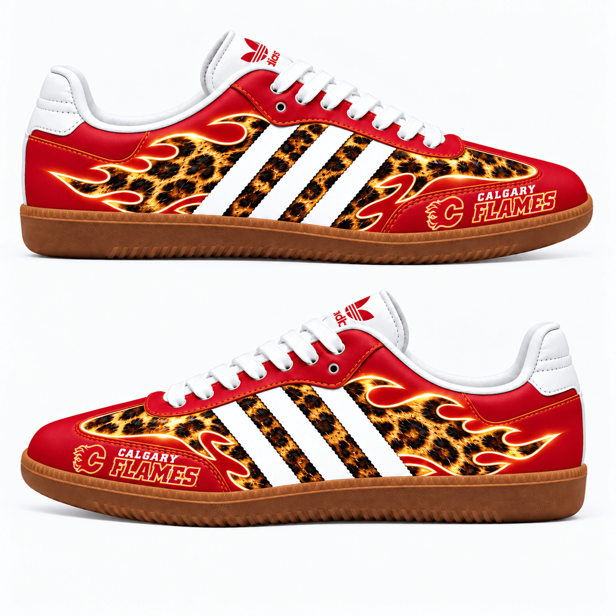 Calgary Flames NHL Leopard Samba Shoes