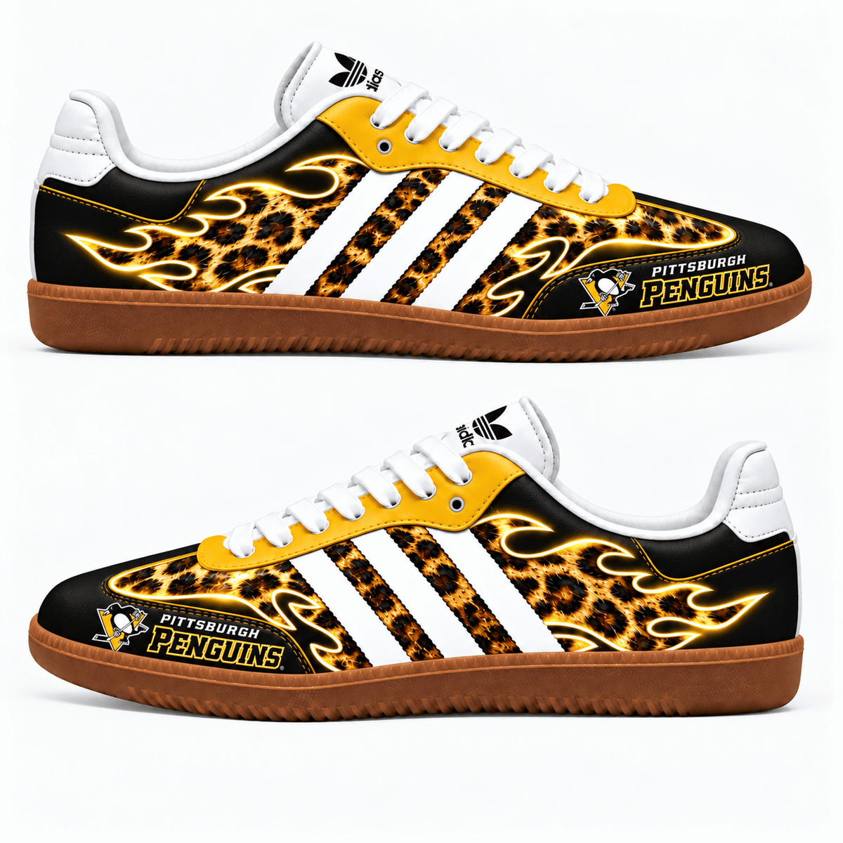 Pittsburgh Penguins NHL Leopard Samba Shoes
