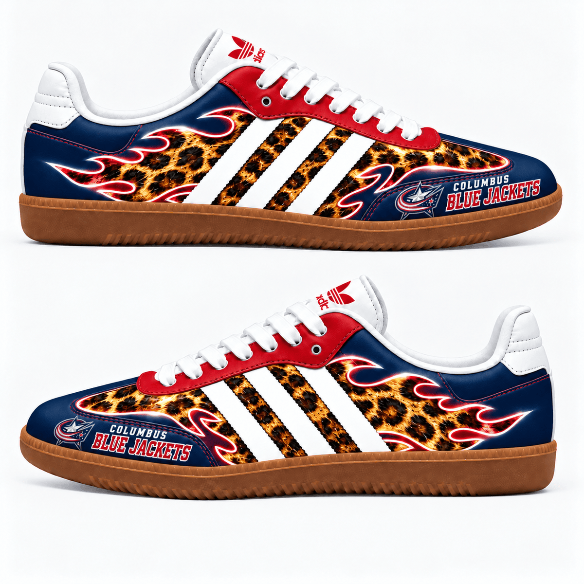 Columbus Blue Jackets NHL Leopard Samba Shoes